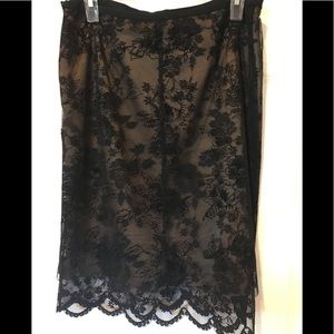 Express black and gold lace skirt